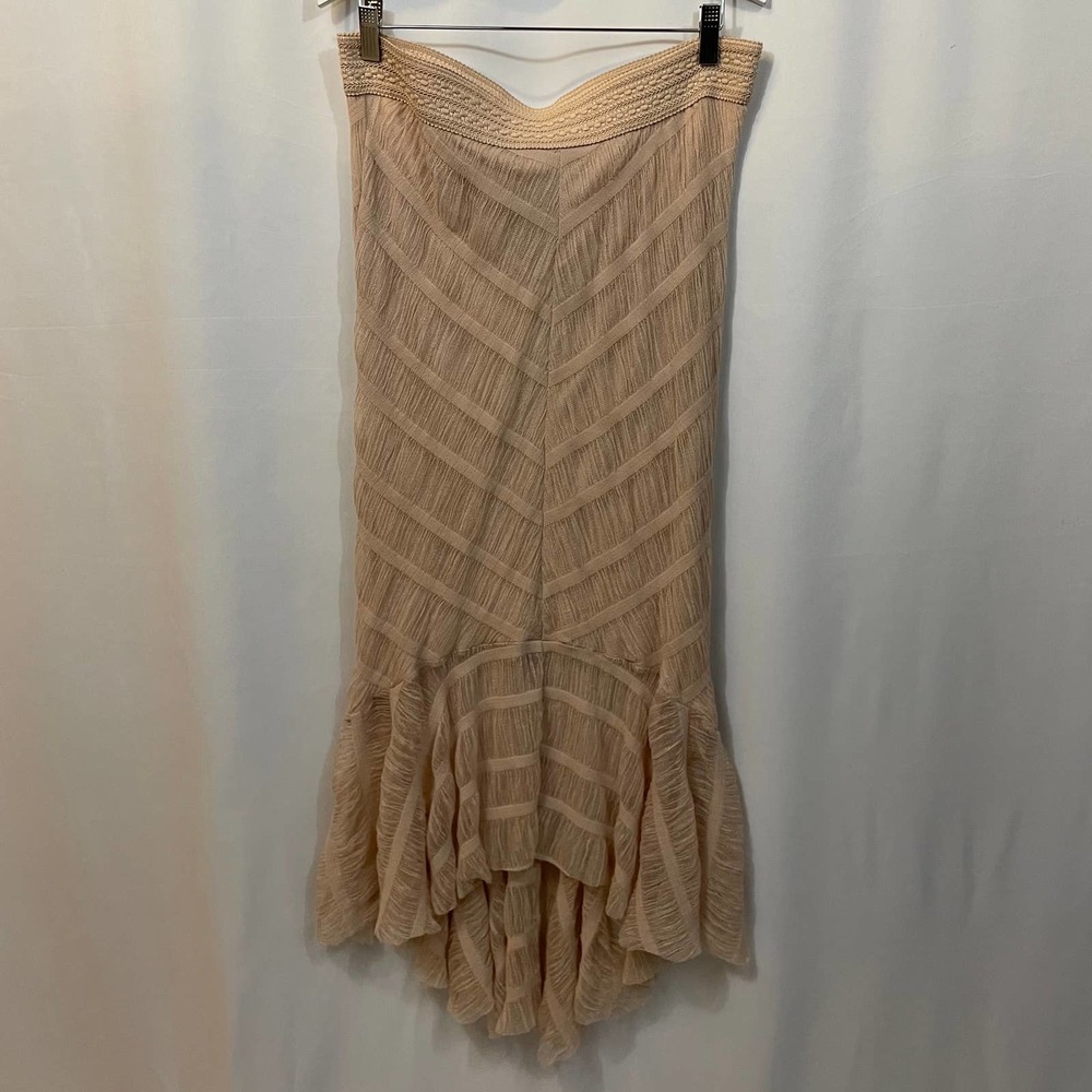 Free People Cream Nude Lace Tulle Elastic Waist Draped Skirt CottageCore Medium